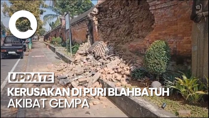 Tembok Puri Blahbatuh Rusak Akibat Gempa M 4,8 di Gianyar Bali