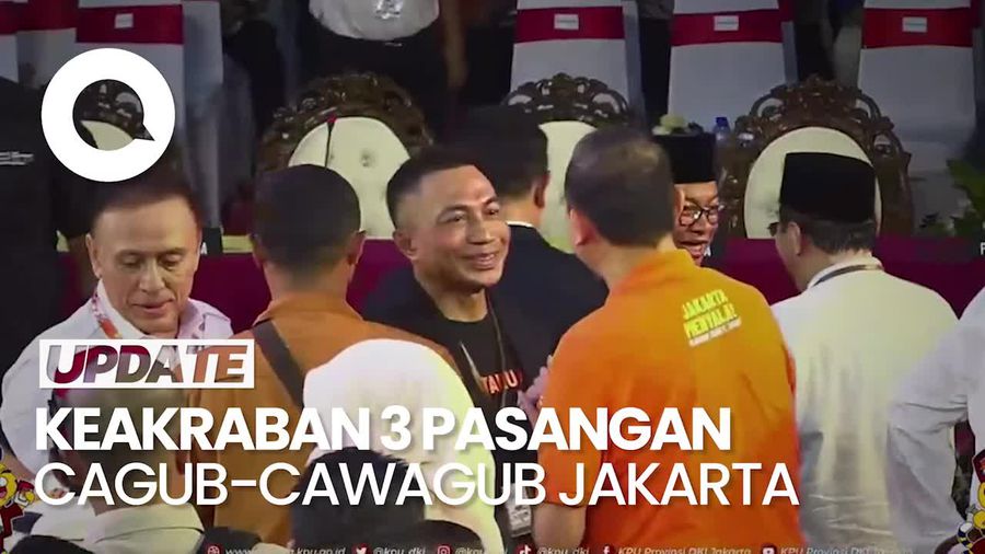 Keakraban 3 Cagub-Cawagub Jakarta di Acara Undian Nomor Urut