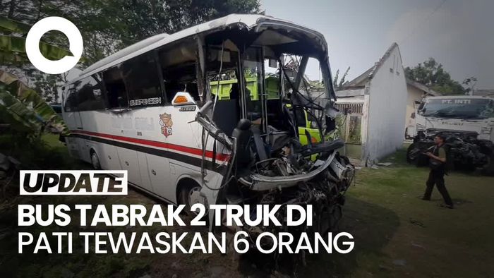 Kecelakaan Maut Bus Vs 2 Truk di Jalan Pantura Pati, 6 Orang Tewas