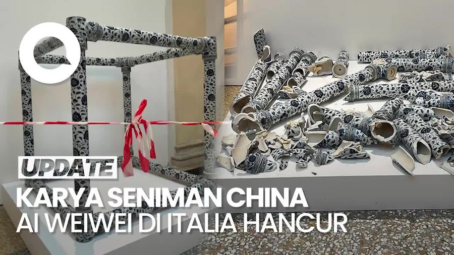 Detik-detik Karya Seniman Ai Weiwei Dihancurkan Seorang Pria di Italia