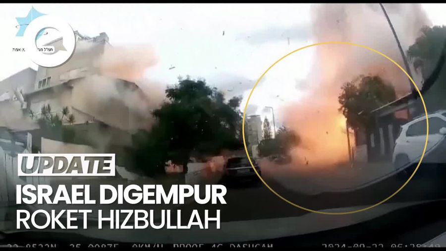 Rekaman Dashcam Detik-detik Roket Hizbullah Meledak di Jalanan Israel