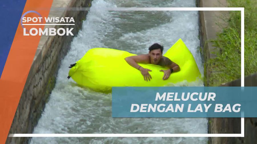 Serunya Meluncur dengan Lay Bag di Parit Abangan, Lombok