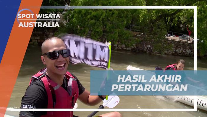 Penentuan Pemenang Lomba Kayak di Sungai Brisbane, Australia