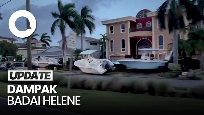 Video Puluhan Speedboat Nyangkut di Halaman Rumah Gegara Badai Helene