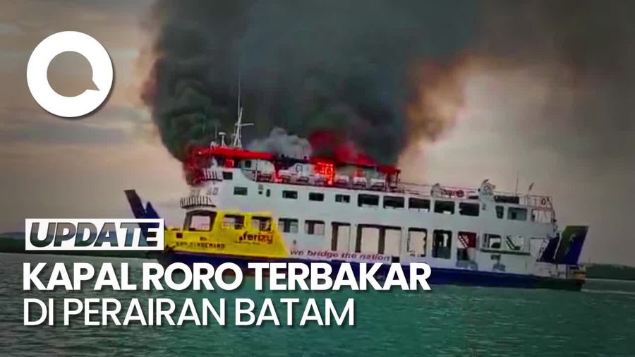 Video: Kapal Roro Terbakar di Perairan Tanjung Kasam Batam, Seluruh ABK Selamat