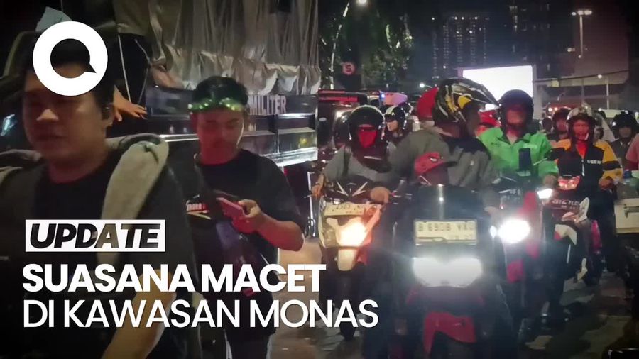 Video: Akses Jalan Menuju Monas Masih Macet Hingga Malam Ini