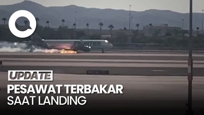 Video Pesawat Frontiers Airlines Terbakar saat Landing di Las Vegas