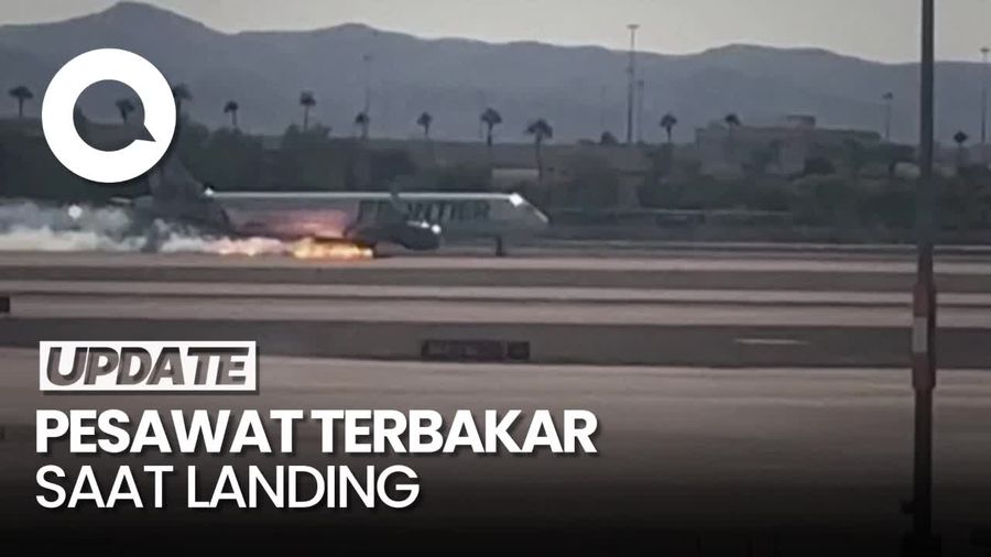 Video Pesawat Frontiers Airlines Terbakar saat Landing di Las Vegas