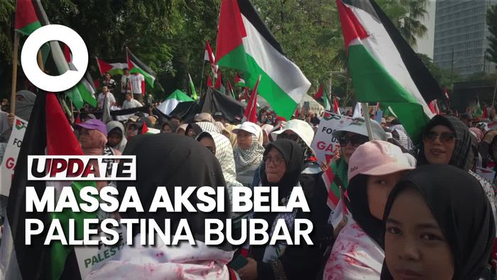 Video: Massa Aksi Bela Palestina Bubar, Jl Medan Merdeka Selatan Dibuka