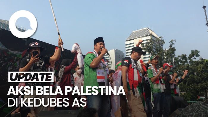 Video: Penampakan Massa Aksi Bela Palestina Geruduk Kedubes AS