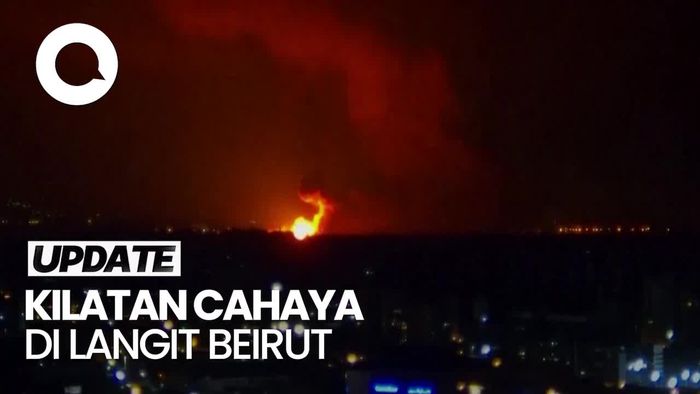 Video Kilatan Cahaya Akibat Serangan Israel di Langit Beirut