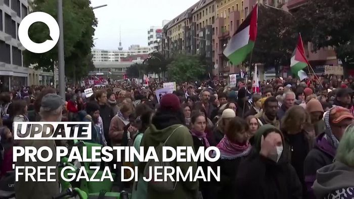 Video Ribuan Orang Gelar Aksi Free Gaza di Berlin Jerman