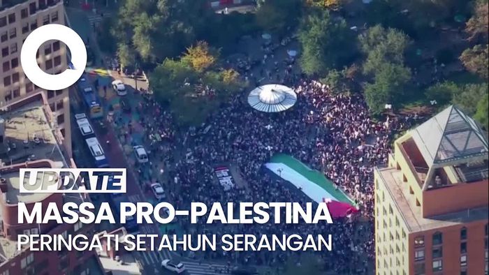 Video: Peringati Setahun Serangan 7 Oktober, Massa Bentangkan Bendera Palestina di New York