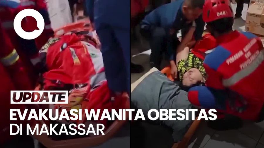 Video: Sesak Napas, Wanita Obesitas di Makassar Dievakuasi Damkar