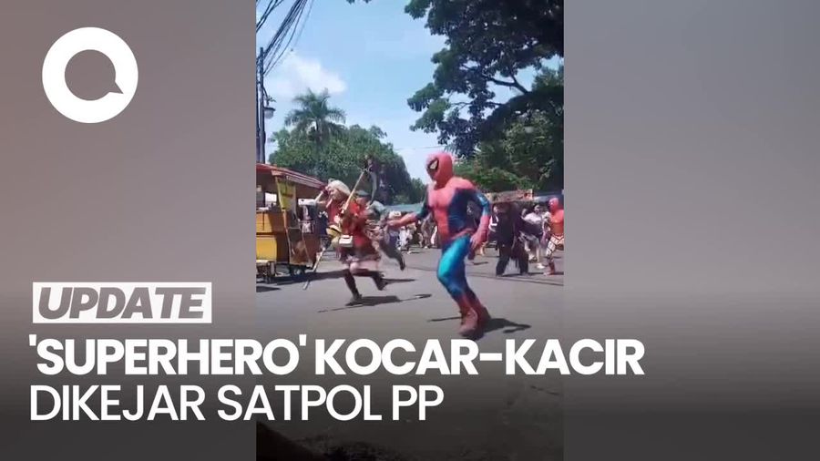 Video: Viral Superhero Lari Dikejar Satpol PP, Ternyata Syuting Film