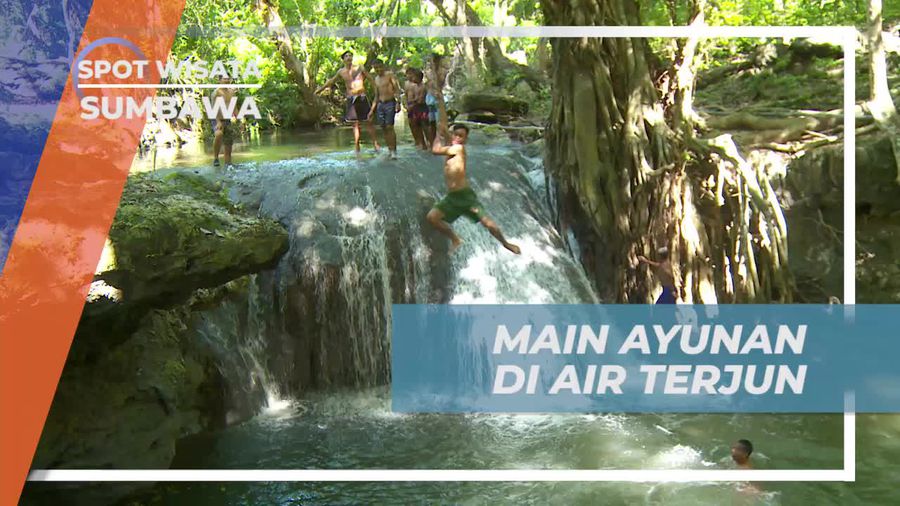 Bermain Ayunan Seru di Air Terjun Diwu MbaI, Sumbawa