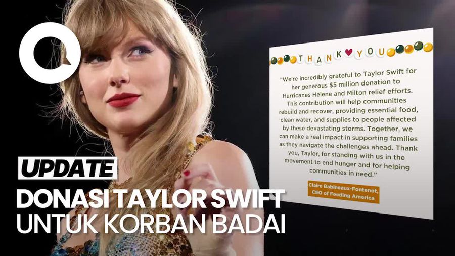 Video: Taylor Swift Donasikan Rp 78 M untuk Korban Badai Helene dan Milton