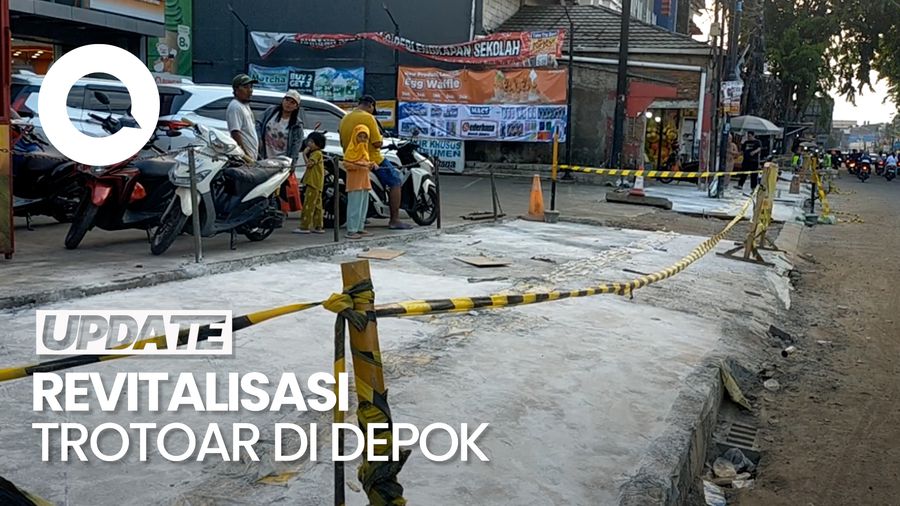 Video Penampakan Revitalisasi Trotoar di Depok Bertepatan dengan Jokowi Datang