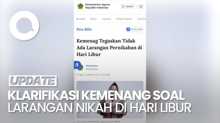 Video: Kemenag Klarifikasi soal Narasi Viral Larangan Nikah Sabtu-Minggu 