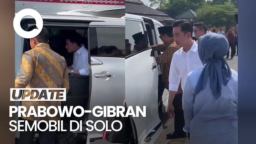Video: Momen Prabowo Ajak Gibran untuk Semobil saat Tiba di Solo