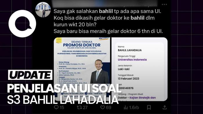 Video: Penjelasan UI soal Bahlil yang Selesaikan Studi S3 dalam 2 Tahun