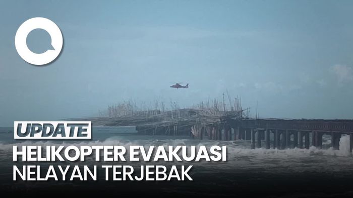 Video Helikopter Dikerahkan Evakuasi 71 Nelayan Terjebak di Sukabumi