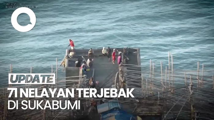 Video Lokasi 71 Nelayan Terjebak di Dermaga Eks Tambang Pasir Sukabumi