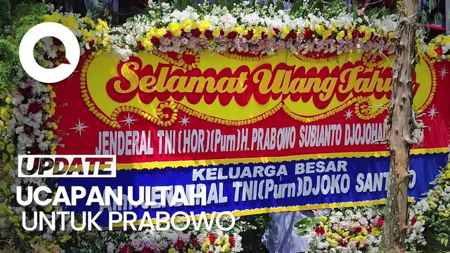 Video Karangan Bunga Ucapan Ulang Tahun Berjejer di Kediaman Prabowo