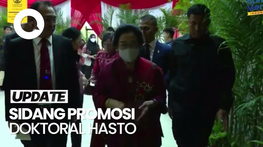 Video Megawati Hadiri Sidang Terbuka Promosi Doktoral Hasto di UI