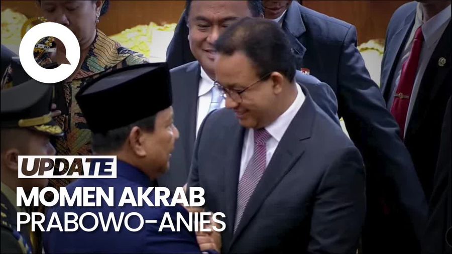 Video: Momen Akrab Prabowo Cipika-Cipiki dengan Anies Seusai Pelantikan