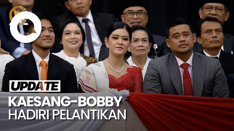 Video: Sorak Sorai saat Kaesang-Kahiyang-Bobby Nongol di Layar Pelantikan