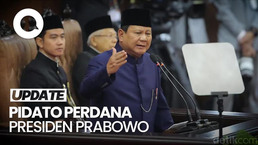 Video Pidato Perdana Prabowo: Dukung Palestina hingga Puji Megawati