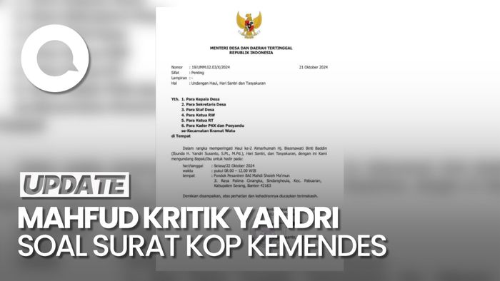 Video Surat Kop Kemendes Undang Kades Dikritik Mahfud, Yandri Bilang Begini
