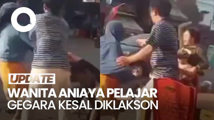 Video Wanita Aniaya Pelajar gegara Kesal Diklakson Saat Naik Motor Lawan Arah