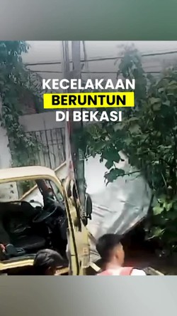 Video Penampakan 3 Kendaraan Terlibat Kecelakaan Beruntun di Bekasi
