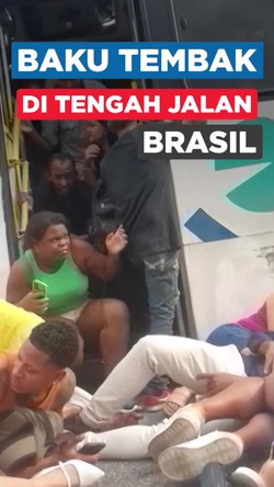 Video: Mencekam! Baku Tembak Polisi-Geng Kriminal Brasil, Warga Tiarap di Jalanan