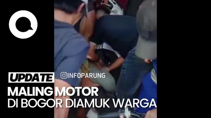 Video: Maling Motor Jadi Sasaran Amuk Warga Seusai Kepergok di Parung Bogor