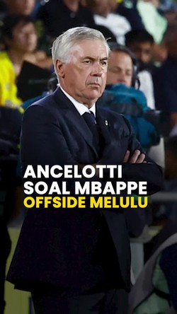Video: Ancelotti Komentari Mbappe yang Offside Melulu Lawan Barcelona