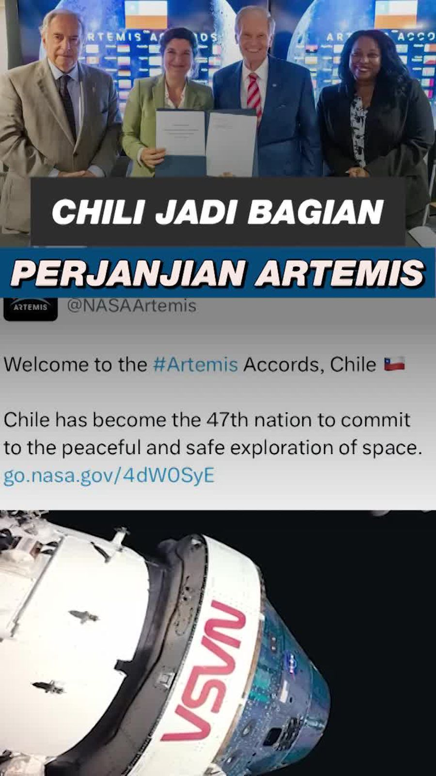 Video: Chili Resmi Gabung Perjanjian Artemis Bersama NASA