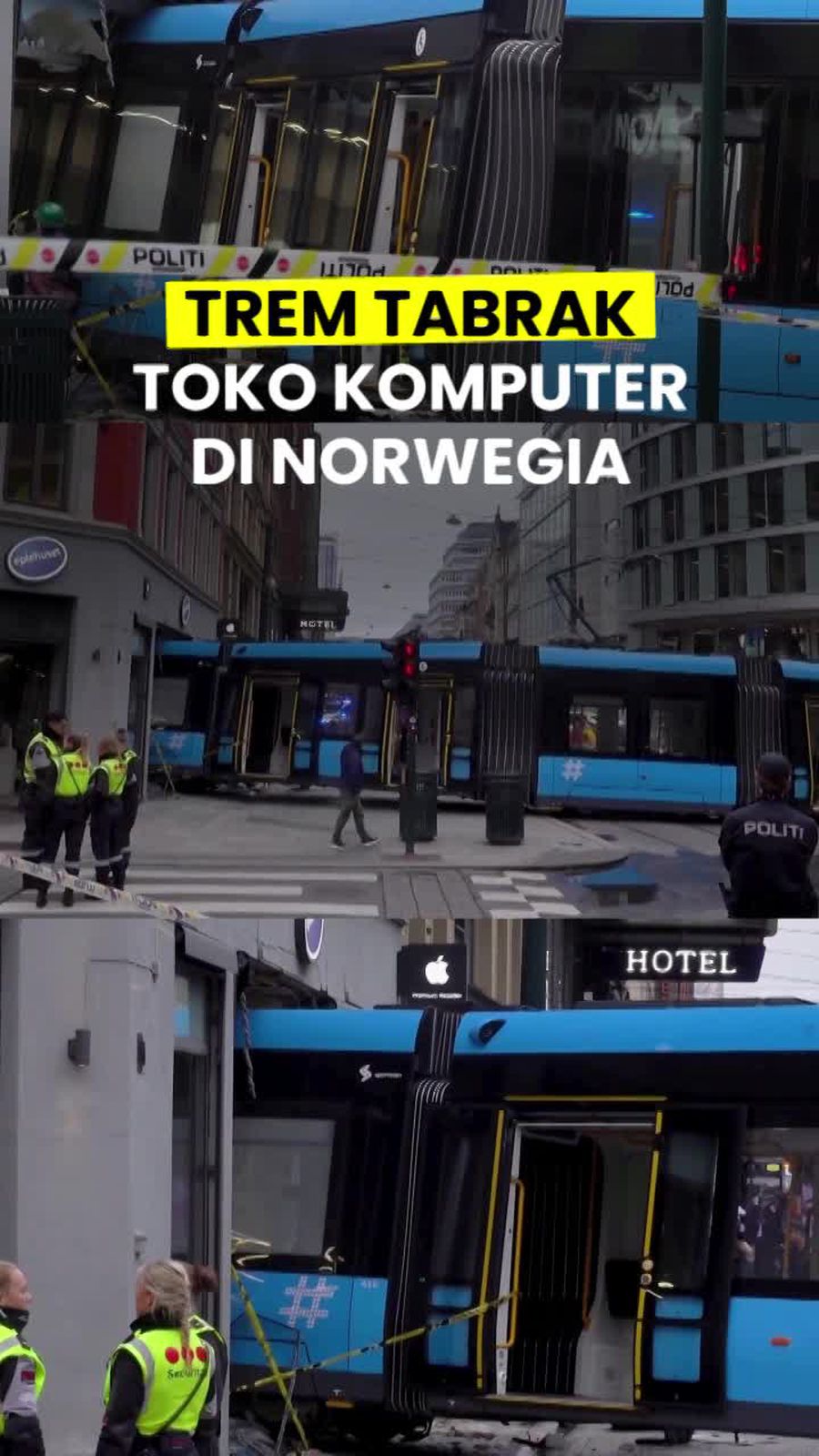 Video: Trem Tergelincir Tabrak Toko Komputer di Norwegia, 4 Orang Terluka