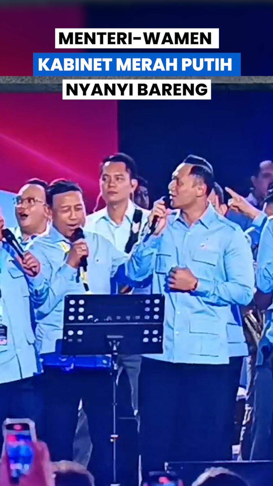 Video: Gaya Menteri-Wamen Prabowo Nyanyi Bareng di Acara Deklarasi GSN