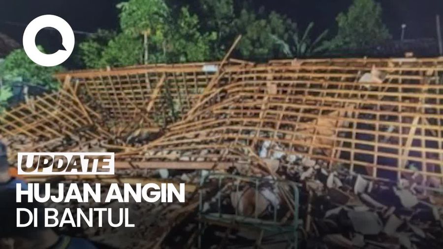 Video Angin Kencang Robohkan Rumah di Bantul, 1 Orang Tewas