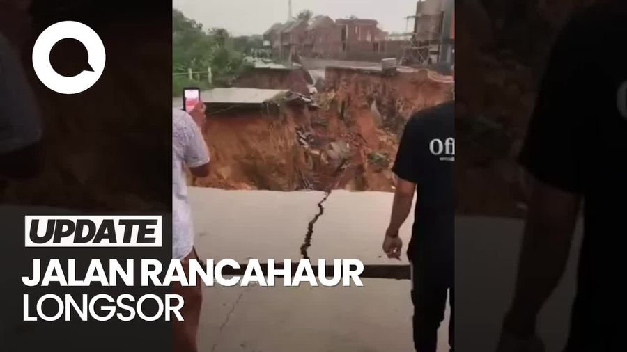 Video: Penampakan Jalan Rancahaur Tangerang Terbelah gegara Longsor