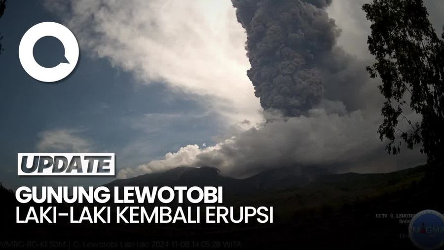 Video: Gunung Lewotobi Laki-laki Erupsi Lagi, Muntahkan Abu Setinggi 8 Km