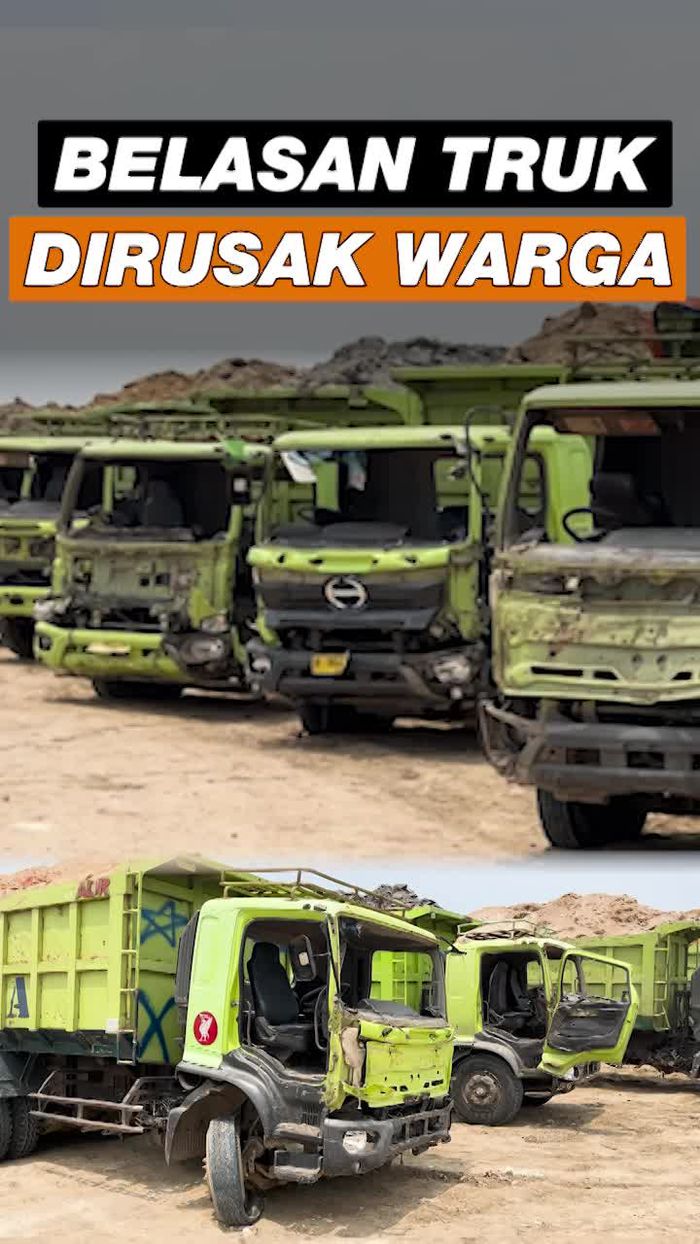 Video: Kondisi Terkini Belasan Truk yang Dirusak-Dibakar Warga di Tangerang