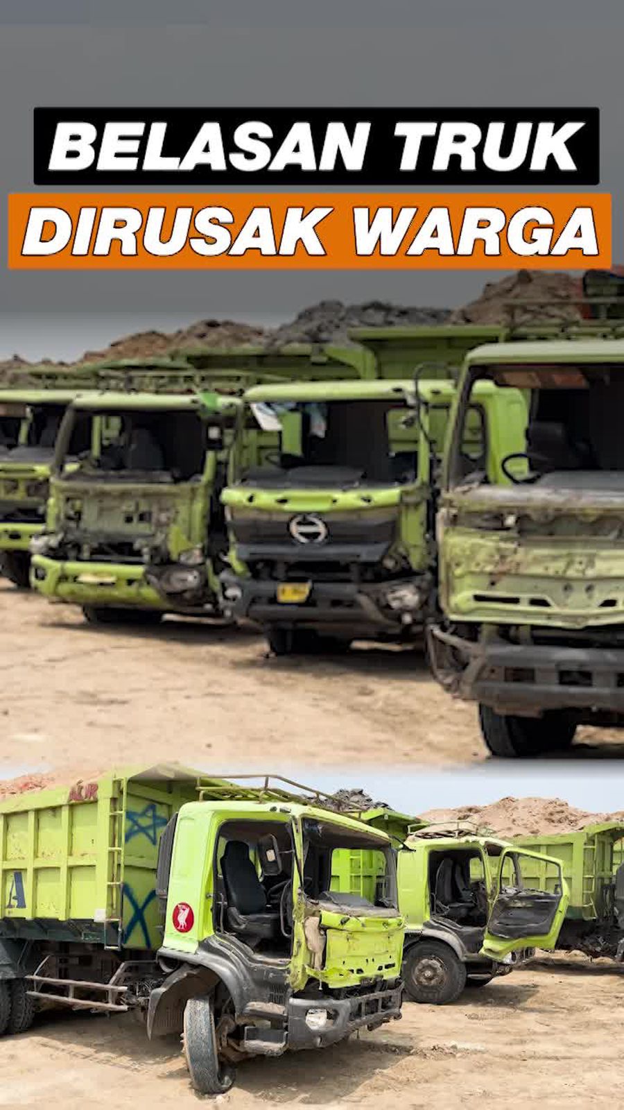 Video: Kondisi Terkini Belasan Truk yang Dirusak-Dibakar Warga di Tangerang