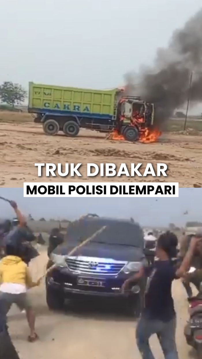Video Mobil Polisi Ikut Jadi Sasaran Amukan Massa Buntut Demo Truk Tanah di Tangerang