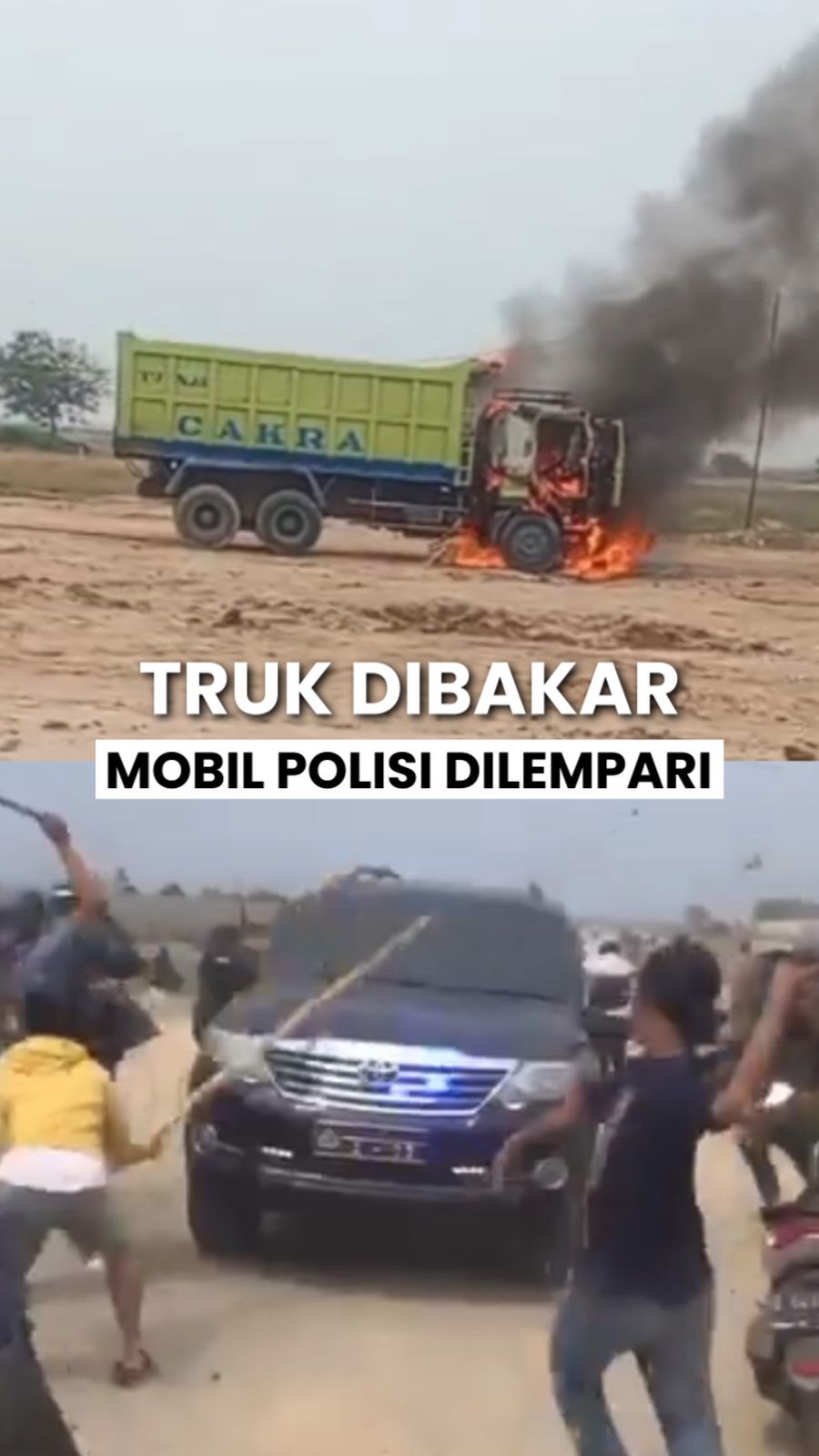 Video Mobil Polisi Ikut Jadi Sasaran Amukan Massa Buntut Demo Truk Tanah di Tangerang