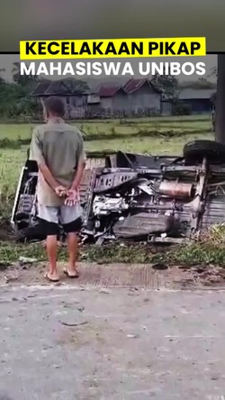 Video: Pikap Angkut 17 Mahasiswa Unibos Kecelakaan, 1 Tewas-16 Luka