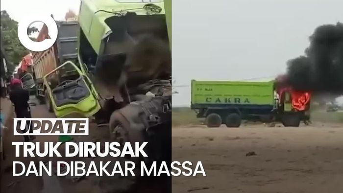 Video Momen Sejumlah Truk Dirusak-Dibakar Buntut Tabrak Bocah di Tangerang
